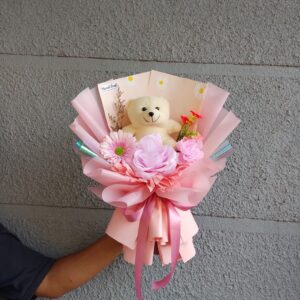 Buket Artificial Teddy Bear Pink
