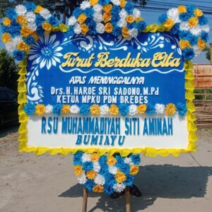 papan bunga duka cita premium biru kuning 200x150